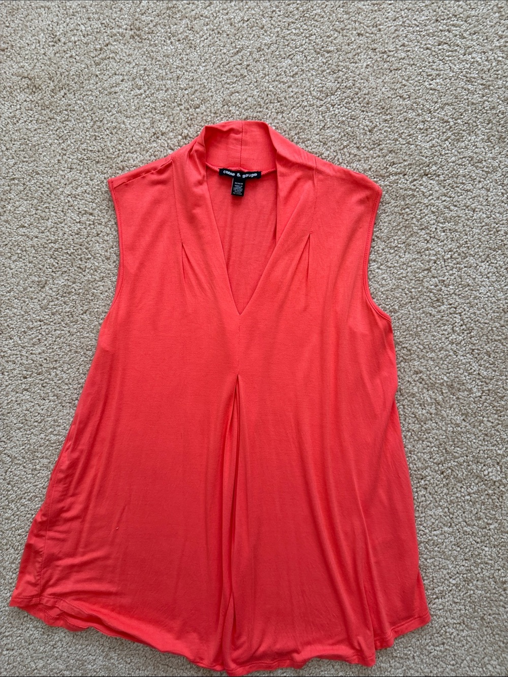 Cable & Gauge Coral-Red V-Neck Blouse